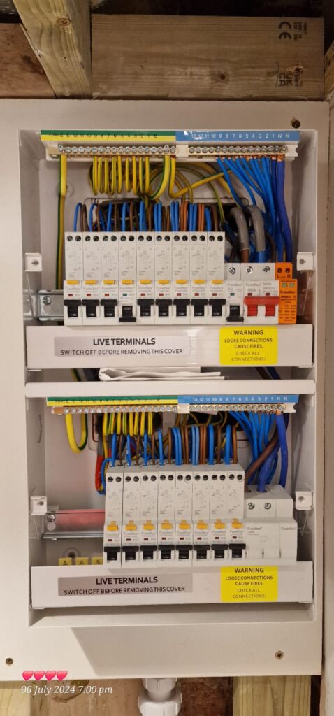 Full house rewire London — dual consumer unit installation