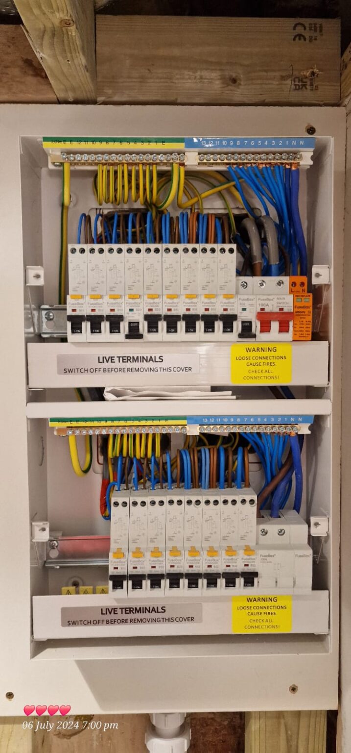 Full house rewire London — dual consumer unit installation